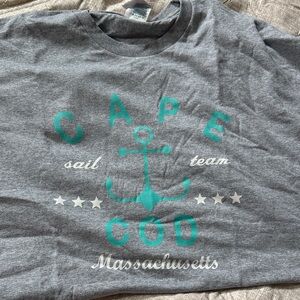 Delta Gray Short Sleeve Tee with Teal Anchor Cape Cod Massachusetts